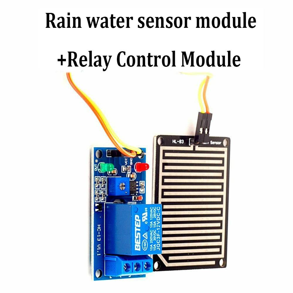 Water Detection Module 12V for Arduino Raindrop Sensor with Relay Output for Weather Monitoring 250V Relay Capacity