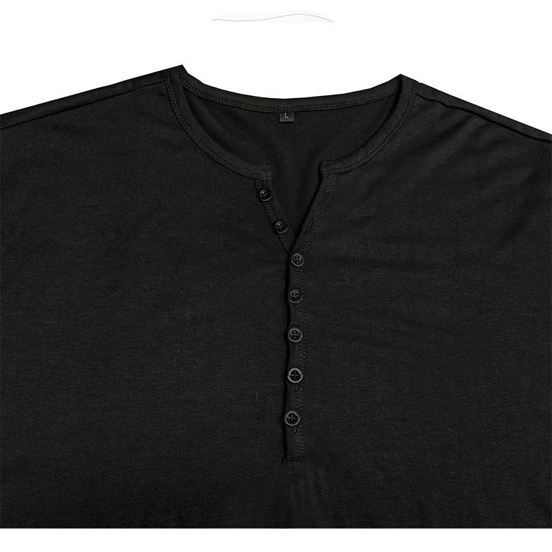 Herren Henley-Kragen Kurzarm Einfarbig Slim Fit Knopfleiste Lässiges Basic T-Shirt