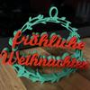 Christmas Fröhliche Weihnachten Ornament 3D Printed German Merry Xmas Wall Door Hanging Decoration Home Office Holiday Party Pendant