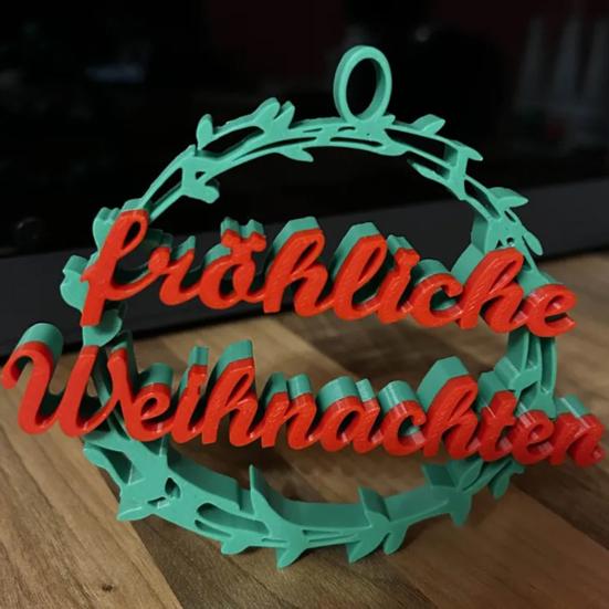 Christmas Fröhliche Weihnachten Ornament 3D Printed German Merry Xmas Wall Door Hanging Decoration Home Office Holiday Party Pendant