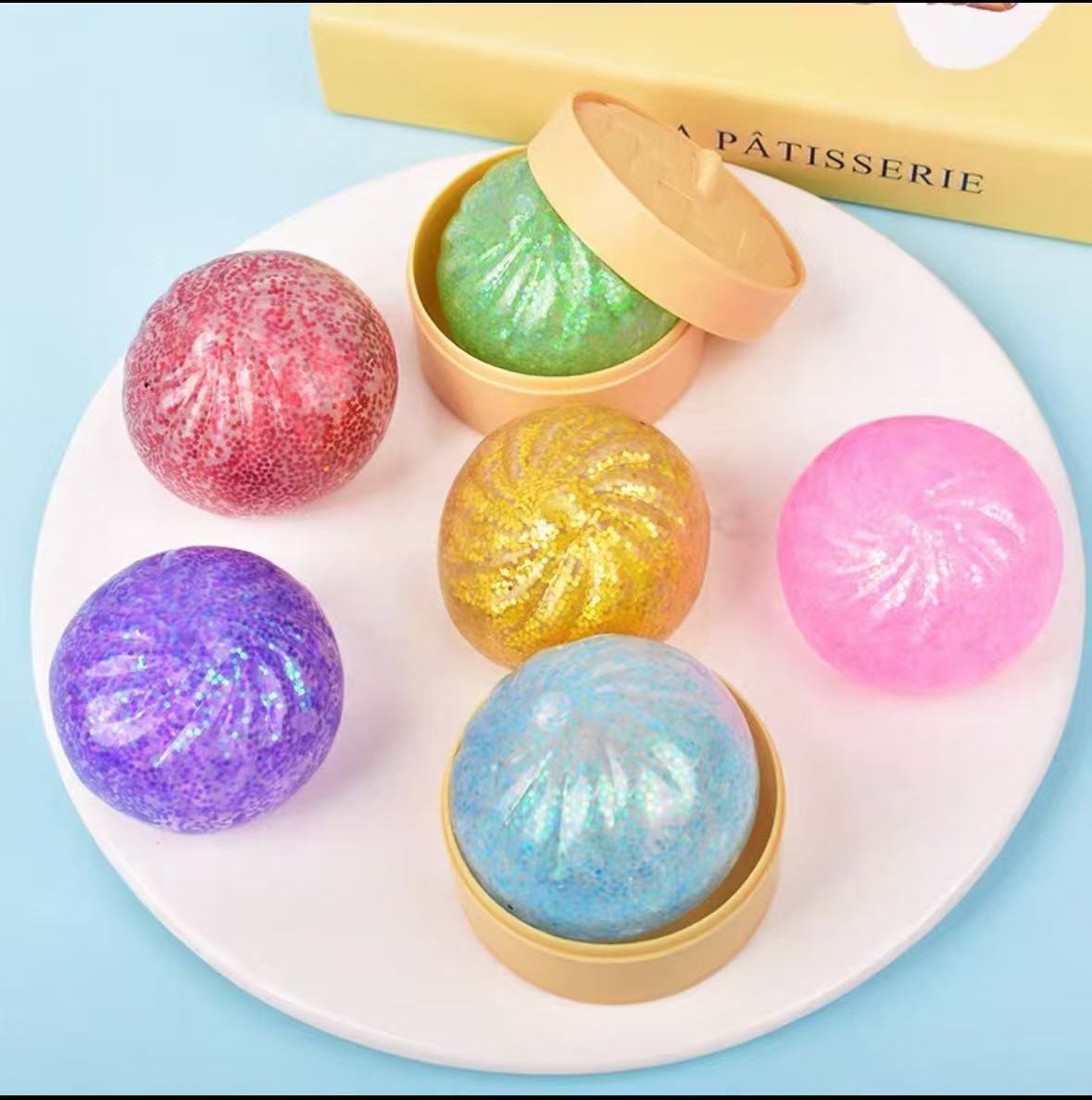 Popular Gold Powder Crystal Bag Internet Celebrity Small Gold Powder Steamer Bead Buns Simulation Xiaolongbao Kneading Music