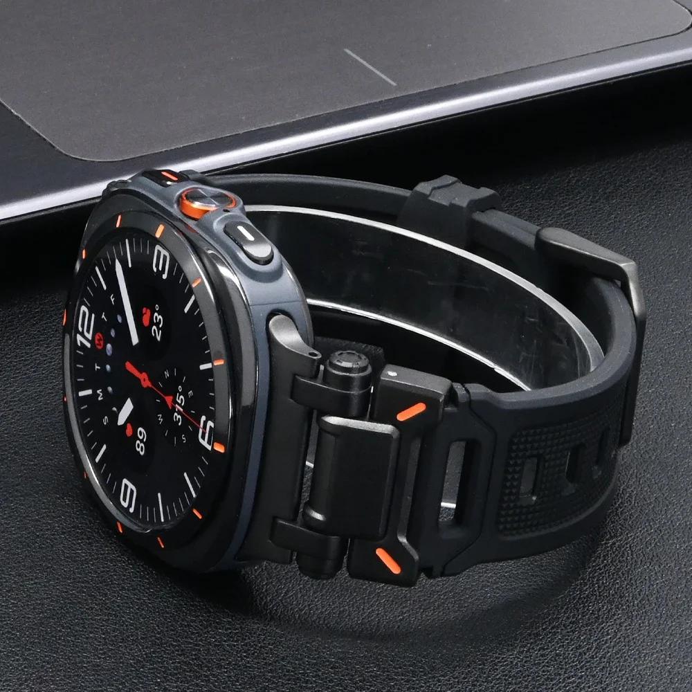 Men Rubber Loop Strap for Samsung Galaxy Ultra 47mm Luxury Sports Band for SAMSUNG GALAXY ULTRA 47mm Black Orange Watch Band