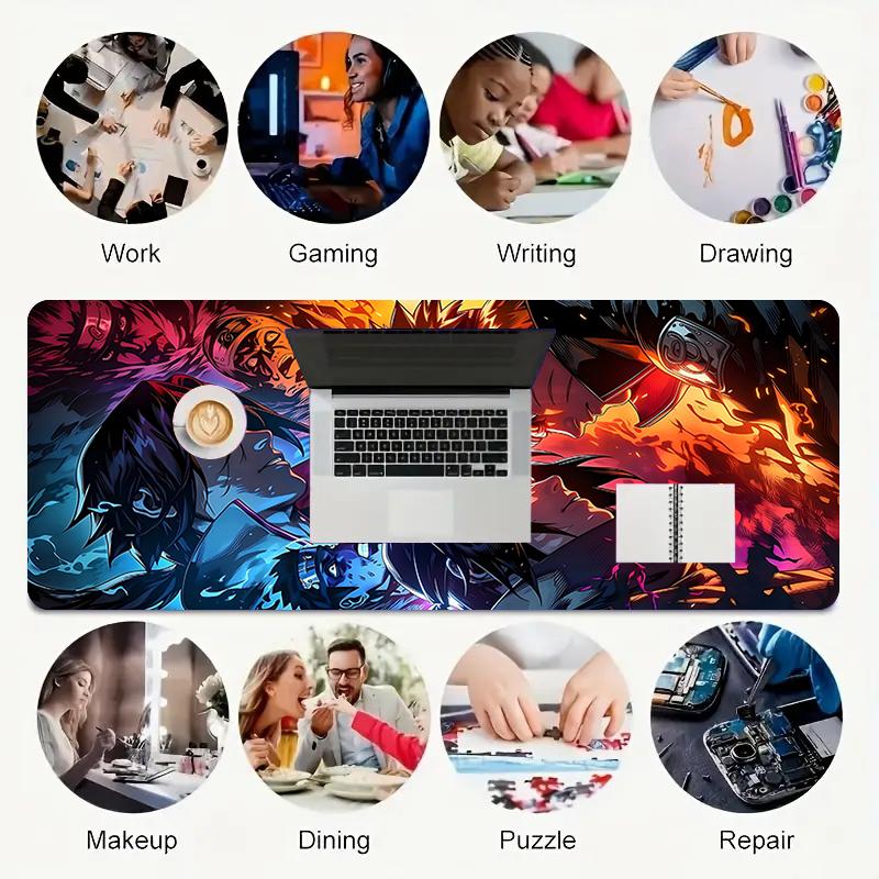 1Pc Powerful Anime Characters Gaming Mouse Pad Keyboard Desk Mat Non-slip Rubber Lock Edge Waterproof Computer Mousepad for Office Home Decor S1146