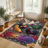 Floral Garden Theme Crystal Velvet Rug Personalized Custom Name Text Soft Floor Mat Home Decor