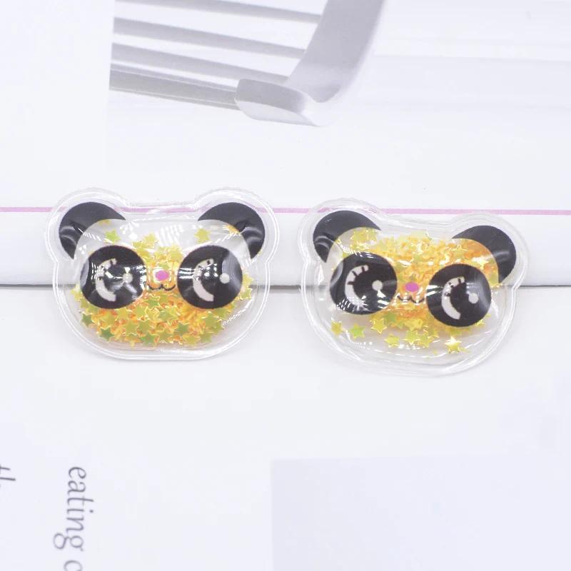 12Pcs 36*28mm Transparent Plastic Filling Sequins Panda Applique for DIY Baby Headdress Hairpin Band Decor Accessories Patches