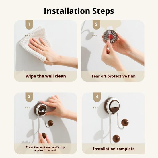 Hook Load-Bearing Non-Slip Wall Hook with Vacuum Suction Cup Reusable Wall Hook for Bathroom Kitchen Porch