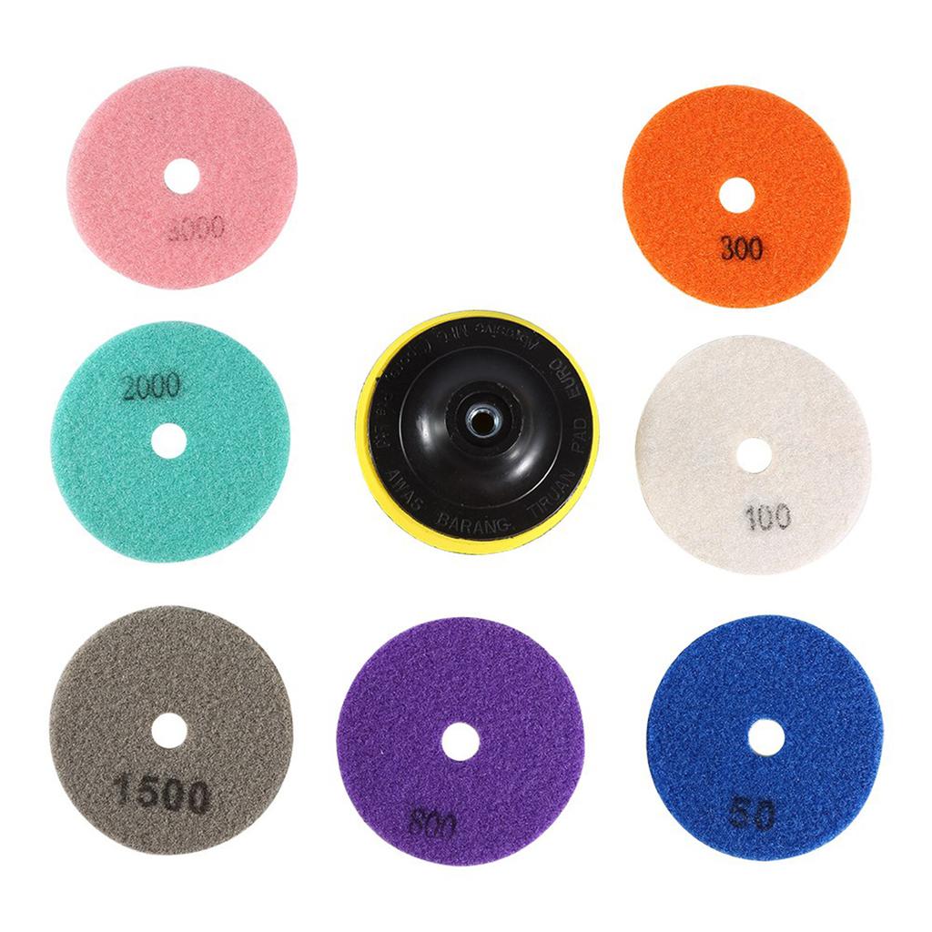 One Set Diamond Wet Dry Polishing Pads Disc for Granite Marble Concrete Stone 4 Inch