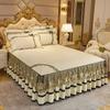 Crystal Velvet Bedspread Plush Lace Bed Skirts Sets Thin Comforter Embroidered Bedding Set with Pillowcases  for Queen King Size