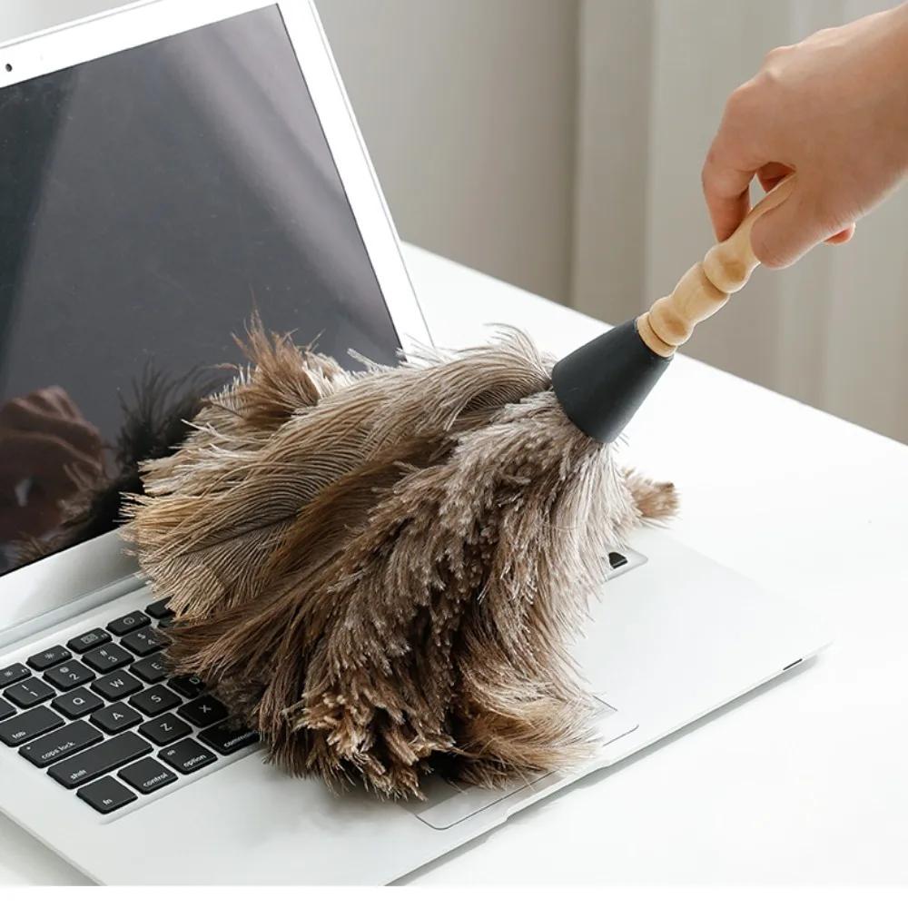 Removal Feather Duster Cleaner Wooden Hand Cleaning Tool Ostrich Feather Brush Duster Ostrich Feather Fur Brush Dust Removal