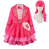 Set Rochie Cosplay Film Roz pentru Fete 2026 Costum de Spectacol Halloween pentru Copii Ținută Petrecere Fancy pentru Copii cu Geantă Potrivită Perucă