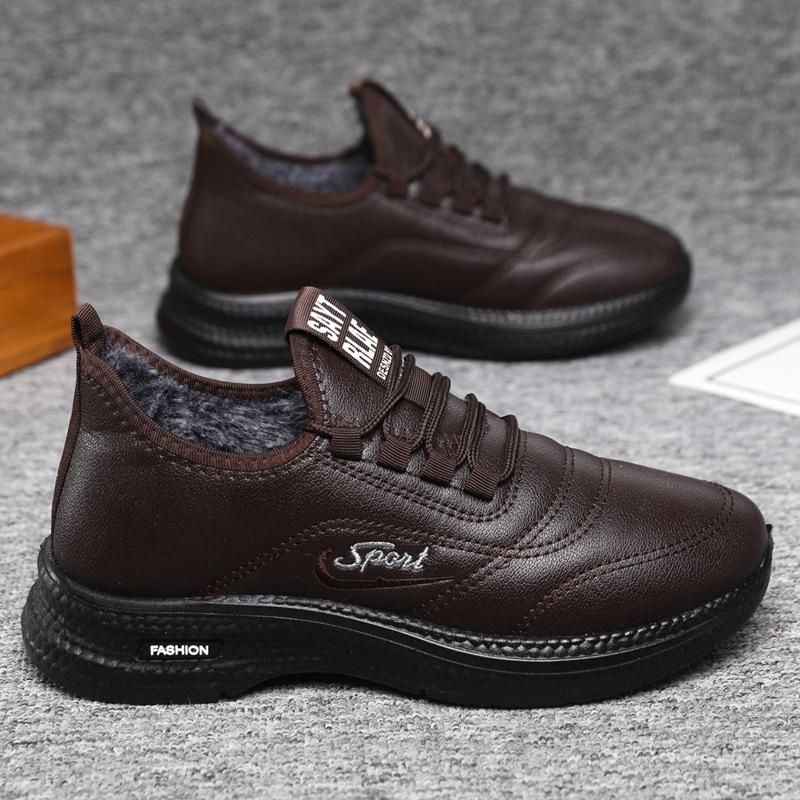 

Зимняя повседневная мужская и женская обувь - это легкая, нескользящая и износостойкая обувь для ходьбы, с флисом и утолщением 44 темно-коричневого