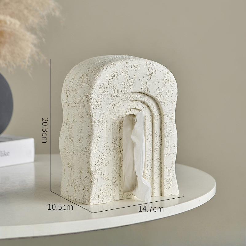 1pcs Simple Stylish Door-Shaped Tissue Box Resin Home Living Room Table Decorative Ornament Tissue Storage Box