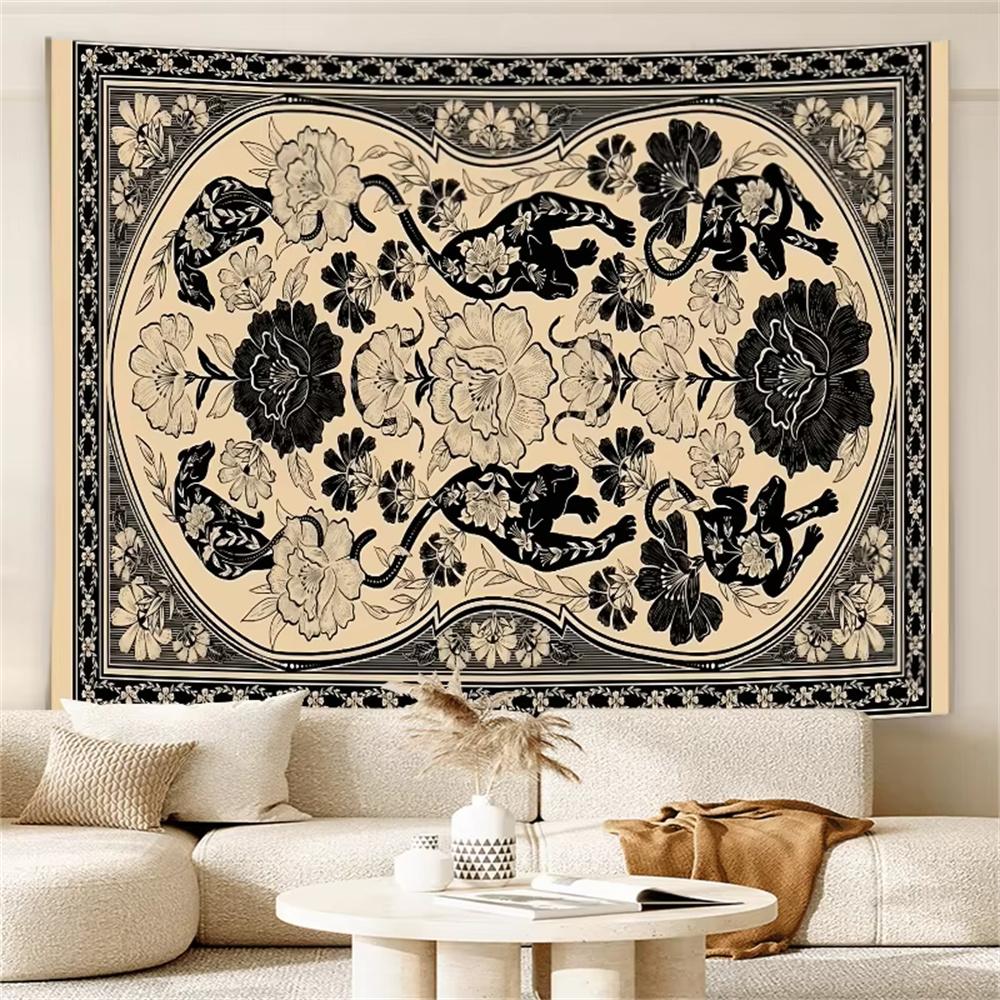 

Vintage Floral and Animal Motif Wall Tapestry Wall Flag Pop Art Home Decoration Suitable For Bedroom University Dormitory 40CMX60CM
