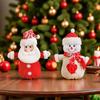 Christmas Doll Knitted Candy Bag Reusable Drawstring Gift Bag Santa Claus Snowman Shape Holiday Party Favor Bag