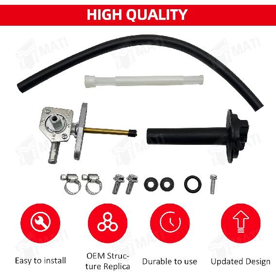 M MATI Fuel Cock Petcock with Lever Assy for Honda TRX250 TRX350 TRX400 TRX420 TRX450 TRX500 TRX650 16950-HM8-003, Gas Valve Switch Part