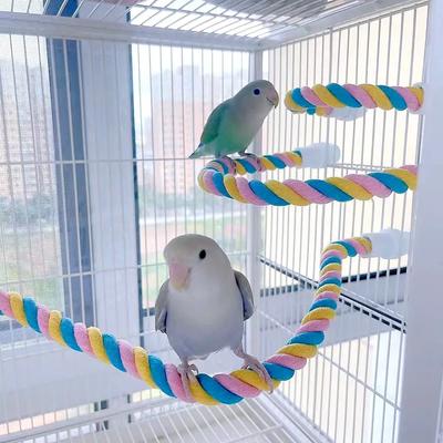 Pet Bird Bite Toys Parrot Color Cotton Rope Toys Elastic Parrot Climbing Toys Sturdy Bird Swing Harness Cage Pet Toy Swing Stand