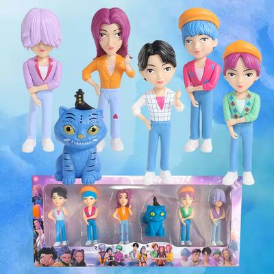 New In Stock 6Pcs/Set Q Version K-pop Anime Figure Model Collection Saja Boys Desk Decoration Doll Children Toy Christmas Gift