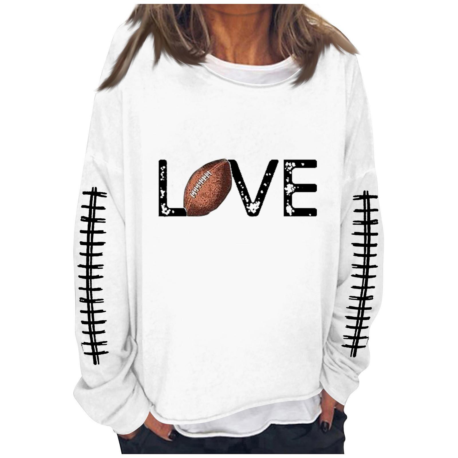 

Женская футбольная толстовка Game Day, милый забавный воскресный повседневный пуловер с длинными рукавами и круглым вырезом, топ XL белый