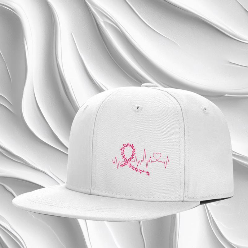 

Pink Awareness Ribbon Heartbeat Baseball Cap Polyester Breathable Casual Streetwear Adjustable Hat One Size