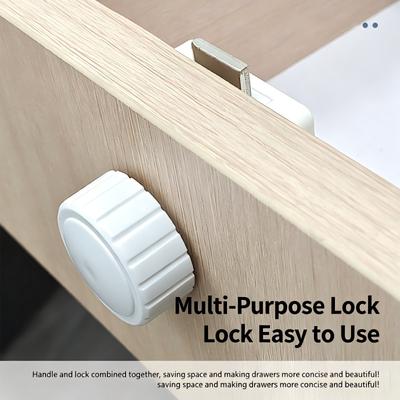 Drawer Lock, Kids Safety Twist Knob Concealed Lock, Keyless Anti\-Theft Latch for Desk, Storage Cupboard, Nightstand, BK/WH