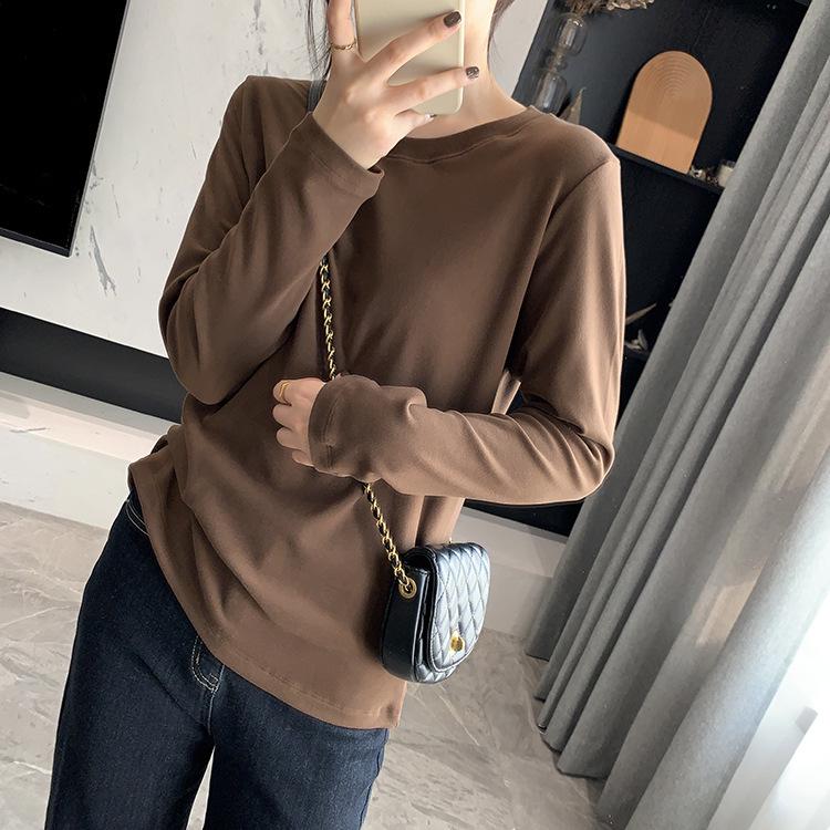 Autumn/Winter 2025 Women's Versatile Basic Layering T-shirt - Thick, Fitted, Round Neck