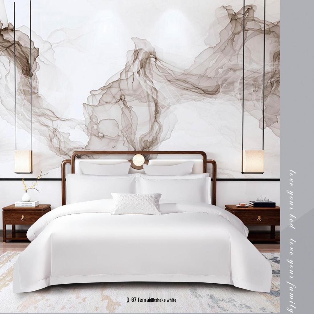 50S Pure Cotton Sateen Solid Color Brocade Fabric Duvet Cover & Bed Sheet Hotel Collection