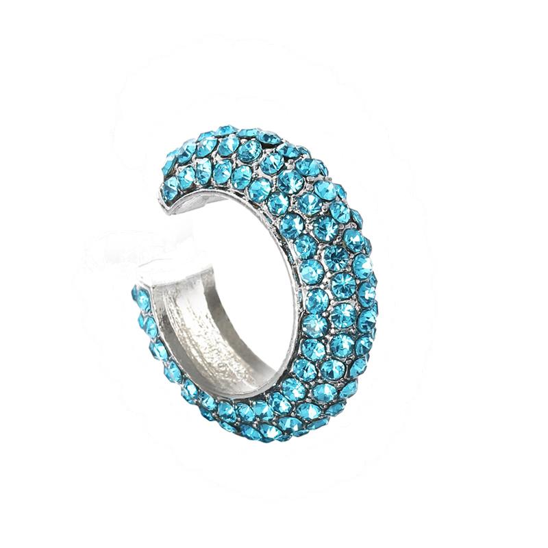 Fashion C Shape Round Cartilage Clip Earrings For Women Fake No Pierced Earrings Crystal Rhinestone Geometric Jewelry Gold