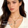 Three-Dimensional Heartbeat Cross Necklace with Heart Key Pendant for Women