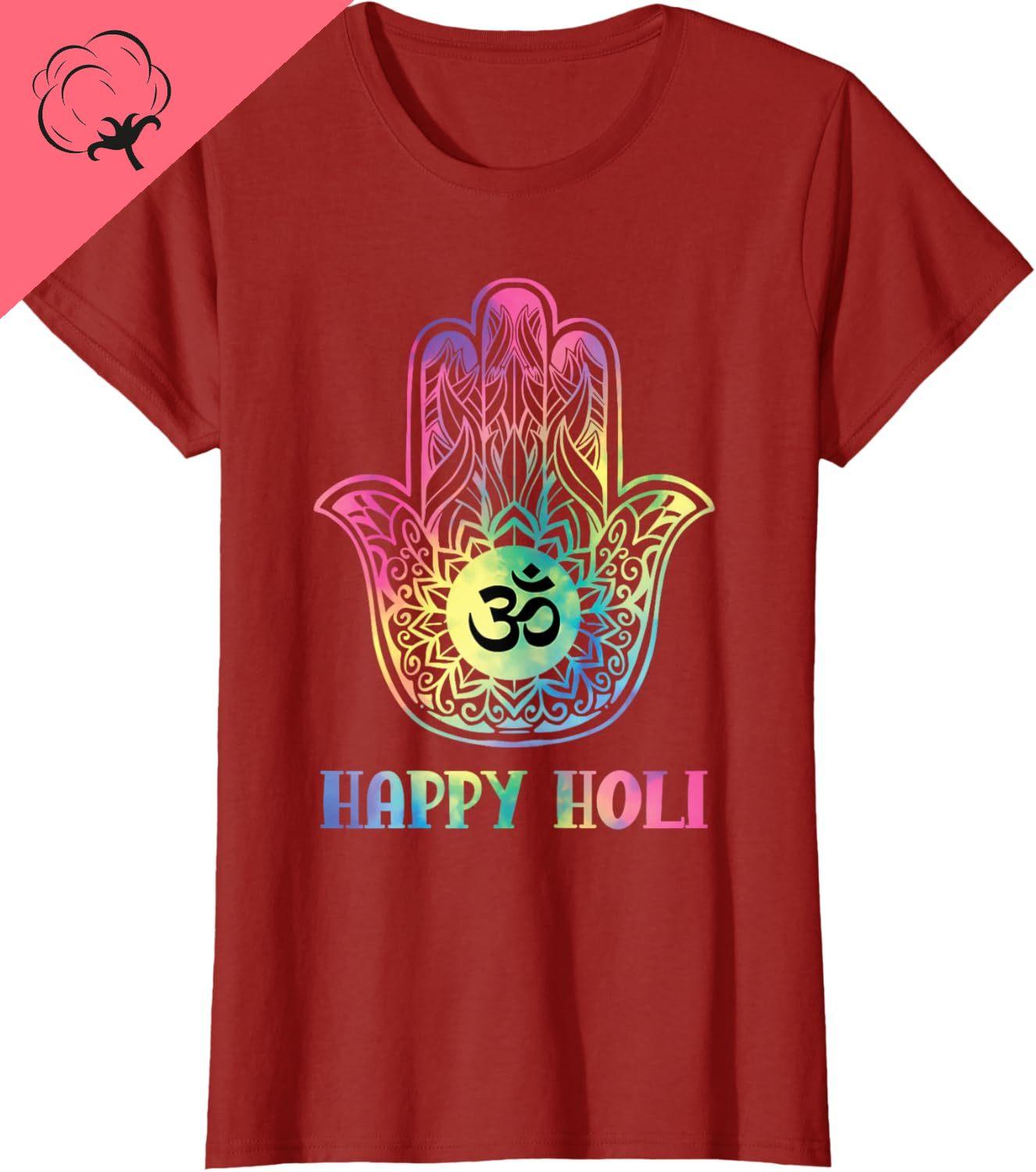 Happy Holi Hinduism Hindu Buddhist Holi Festival TShirt Unisex Women Unisex Short Sleeve Oneck Graphic T Shirts S