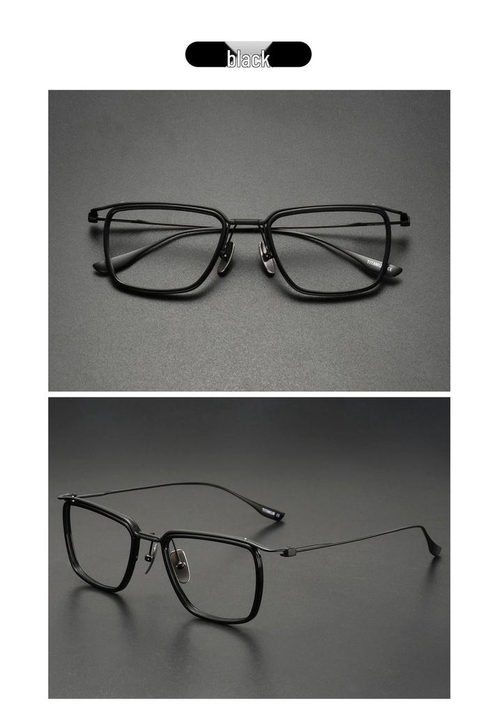 Retro Square Frame Pure Titanium Glasses for Science & Engineering - Large Frame, Myopia-Compatible
