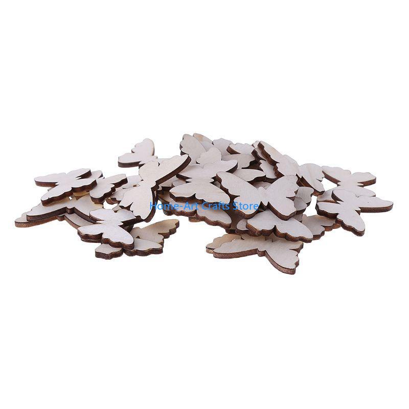 Y3NA 50 Pieces for Butterfly Natural Slices for Creative Wooden Ornament Hangings Photography Props Christmas Home