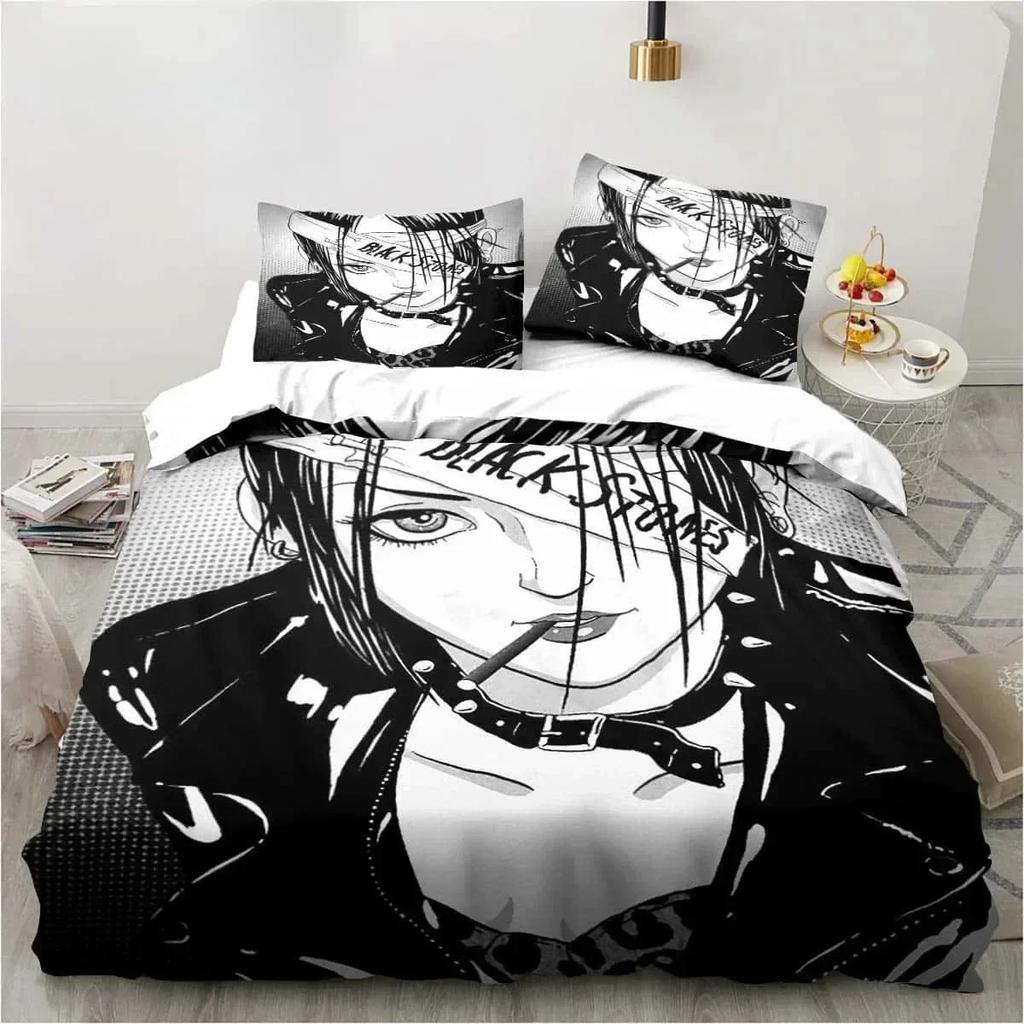3D Print Cartoons Black Stone NANA Manga Bedding Set Printed With Pillowcase Duvet Cover Soft Queen King Size Bedclothes Home