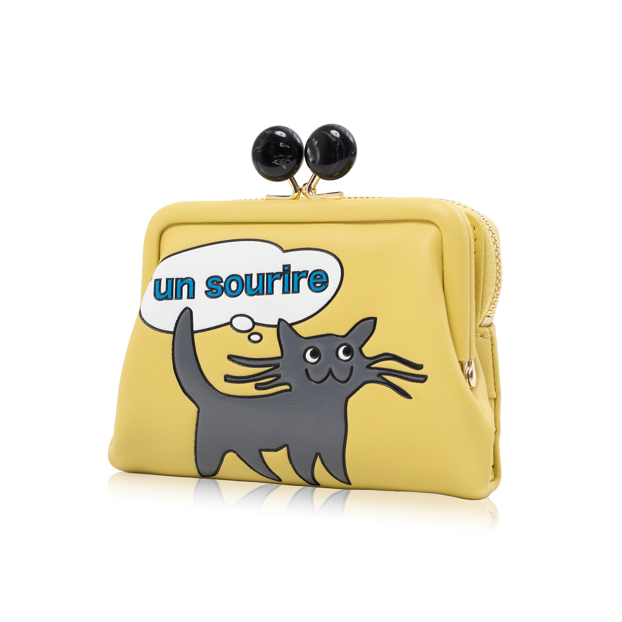 

Essence of Poison Women s Cowhide Leather Bi-fold Wallet with Clasp Closure, KOKO NI IRUYO Series, KIR-3321 (Yellow)