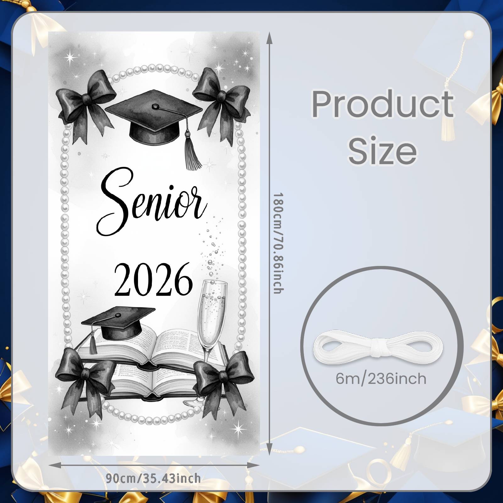 

Class Of 2026 Banner Champagne Glass Senior Year Background Graduation Banner Elegant Design For Graduation Photo Shoot