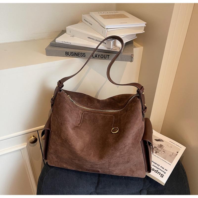 Frosted Retro Bag Women's Large Capacity Autumn and Winter Niche Design Shoulder Messenger Bag Commuter Tote Bag