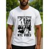Europäische Größen Retro Reise New York Skyline Herren Bedrucktes Kurzarmhemd, Normal geschnitten Schweißabsorbierendes und Schnelltrocknendes Sport-T-Shirt