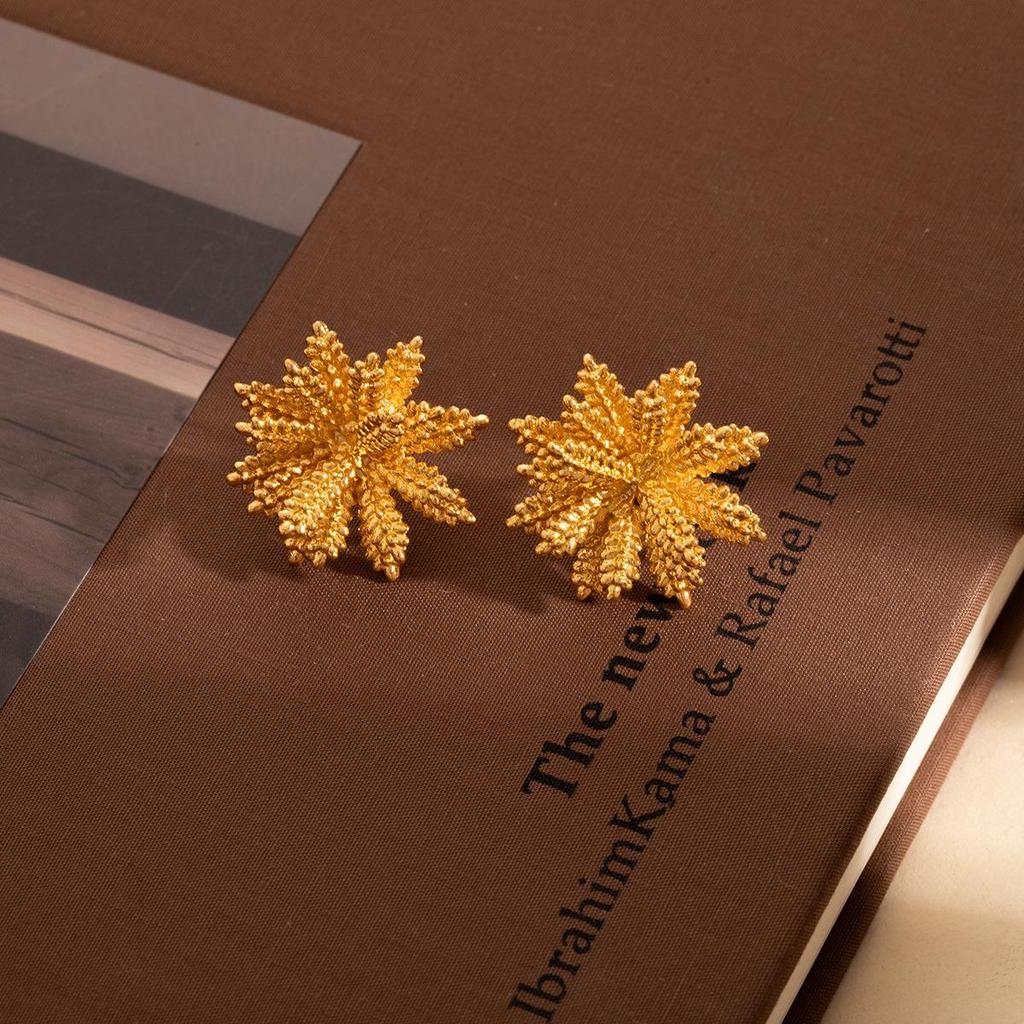 Silver Needle French Multi-Layer Wheat Ear Stud Earrings - Minimalist, Fashionable, Versatile Women's Jewelry
