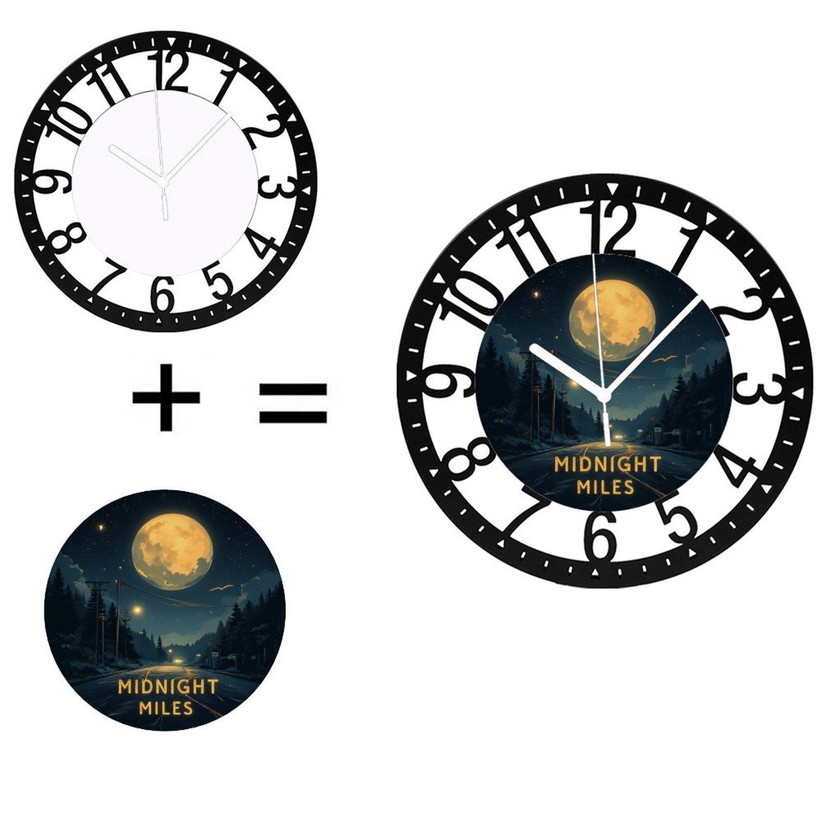 25cm Fashion Iron Round Wall Clock for Artistic Home (Black,10 inch(25.40cm))