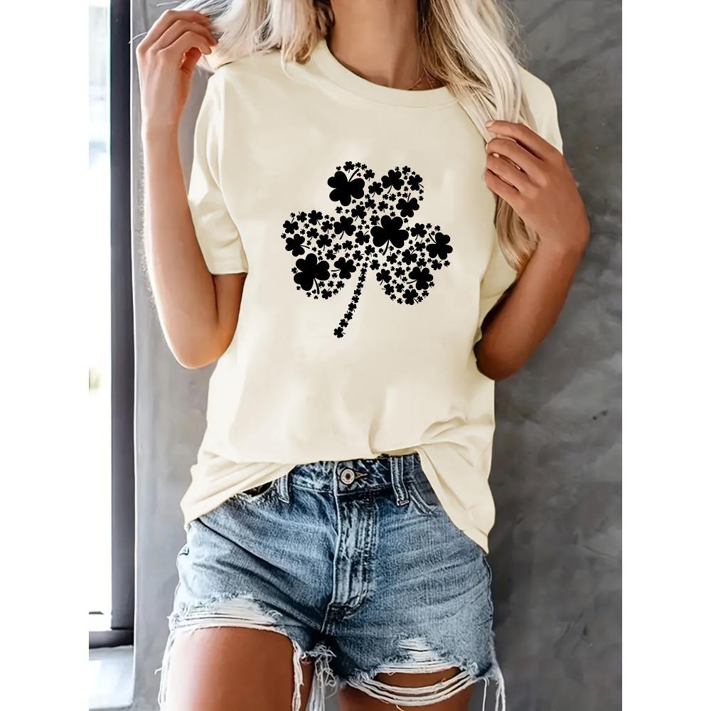 Women s Casual Short Sleeve Round Neck T-Shirt Fashionable Print Summer Short Sleeved Harajuku Streetwear Tops S