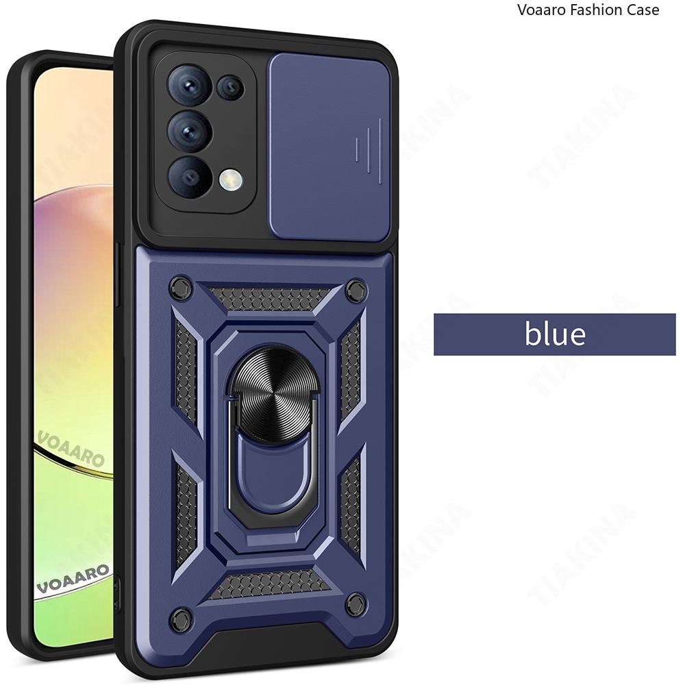 

Slide Lens Camera Protect Funda for OPPO Reno 5 5G Case for OPPO Reno 5 4g Find X3 Lite Case Magnetic Ring Stand Armor Cover for Reno 5 4G синий