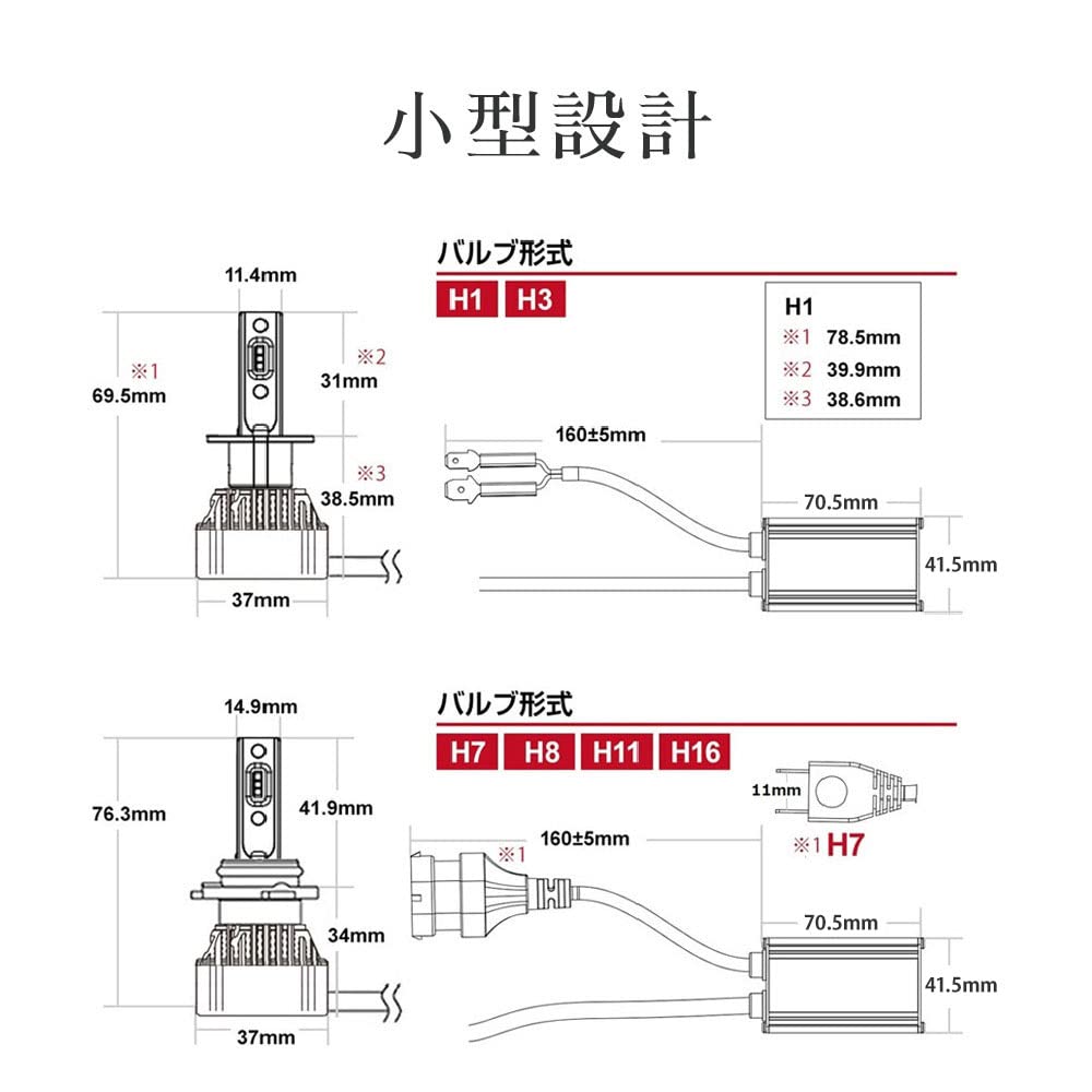 H7 LED Headlights for Imported 49600cd with Warning Vehicle Inspection Set of WC Series HID-ya Vehicles, (Candela), White, 6500K, Built-in Canceller,