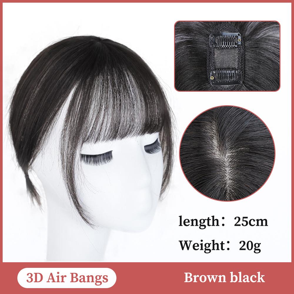 3D Air Bangs Wig Female Seamless High Temperature Hairpiece Head Top Replacement Cover White Hair Fake Bangs