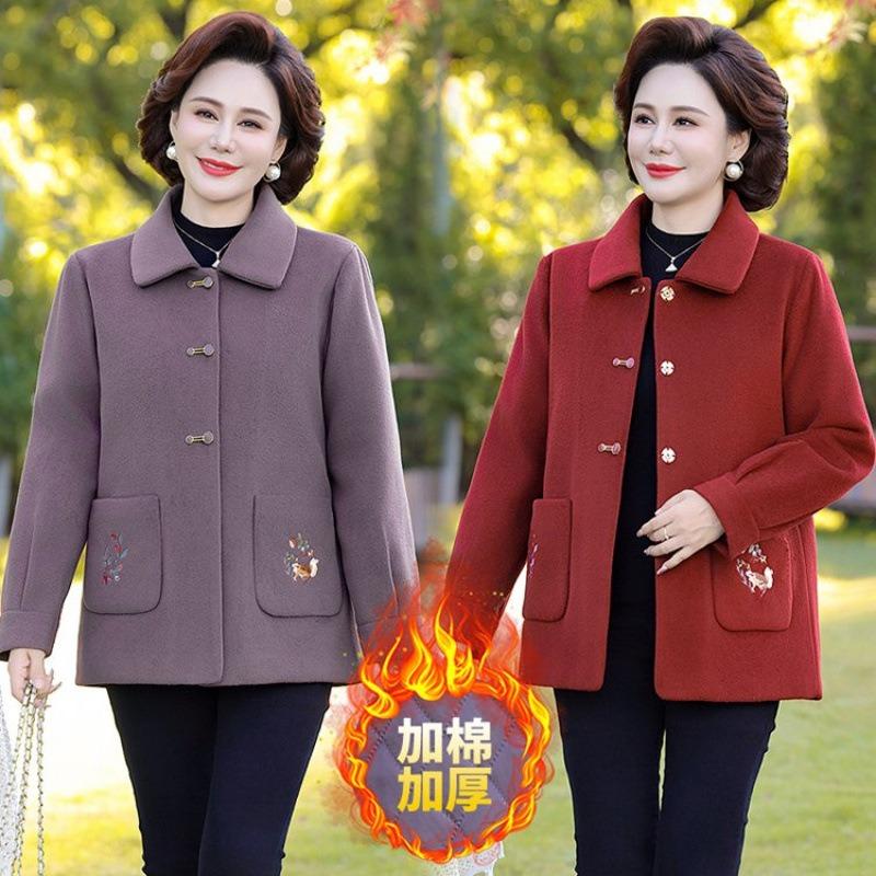 Autumn and Winter Clothing with Cotton and Thickened Woolen Jacket Medium Women's Lapel Top