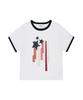 MAHAGRID Flag Applique Ringer Crop Tee White(Mg2Gmft513A)