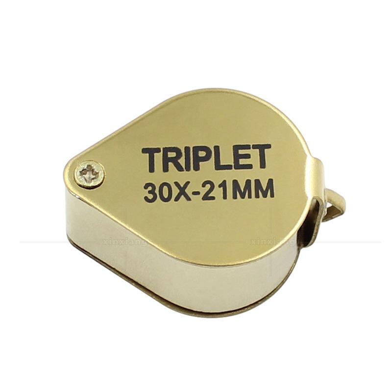 30X Folding Pocket Jeweler Magnifier Golden Color Foldable Magnifying Glass Portable Jewelry Loupe Monocle Mini Microscope Lupa