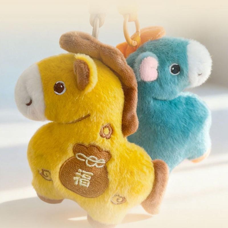 Lucky Horse Year Plush Keychain Pendant Decoration Soft Hanging Toy For Bag Car Keys Accessories