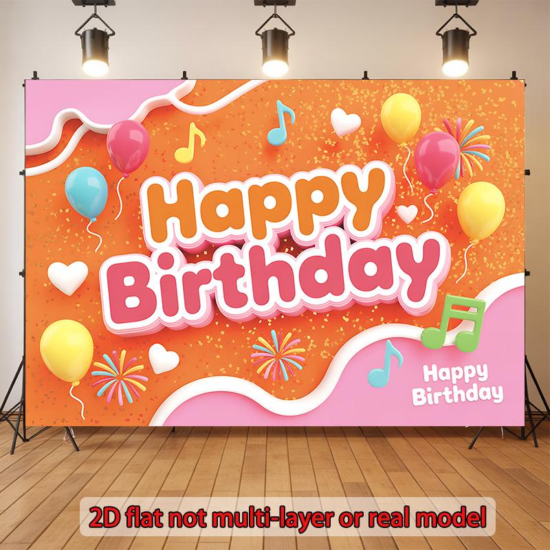 2D flat surface, 1-piece birthday happy theme decorative background cloth, suitable for room decoration
