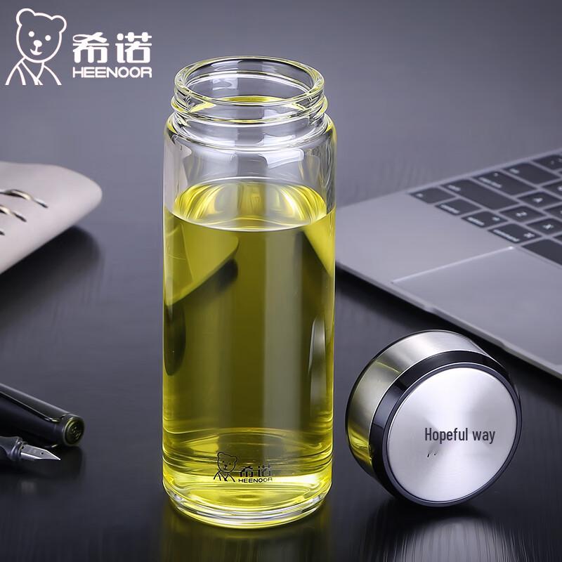 HEENOOR Single-Layer Thickened Glass Tea Water Cup with Lid
