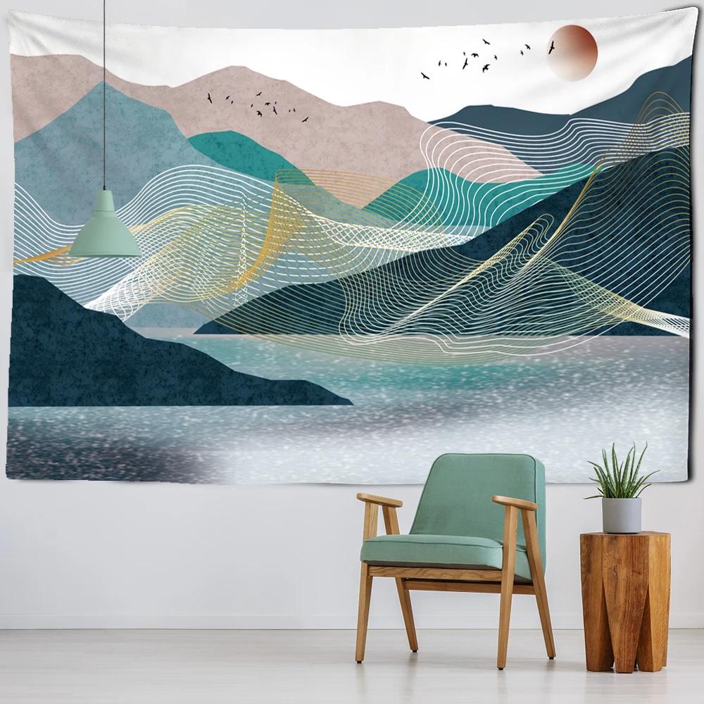 Natural Scenery Sun Forest Mountain Tapestry Wall Hanging Wall Hippie Wall Carpets Beauty Psychedelic Tapestry