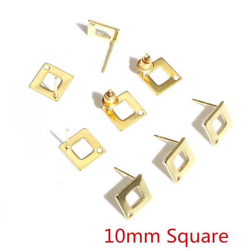 20pcs 316 Stainless Steel Gold Color Geometric Earring Stud Earring Posts Connector For DIY Earrings Jewelry Making Supplies